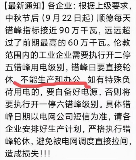 廣東限電至12月底,每月限電停工15天! 廣東限電至12月底,每月限電停工15天!