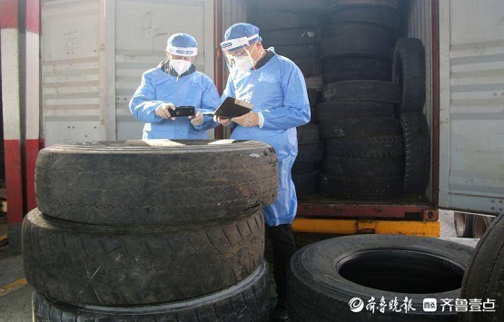 又見洋垃圾！三千余條150余噸進口廢輪胎在青進境被查