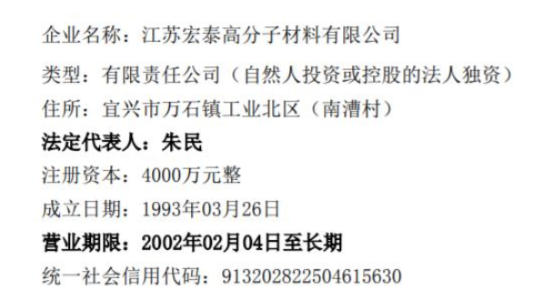 廣信材料全資子公司江蘇宏泰董事長換人! 廣信材料全資子公司江蘇宏泰董事長換人!