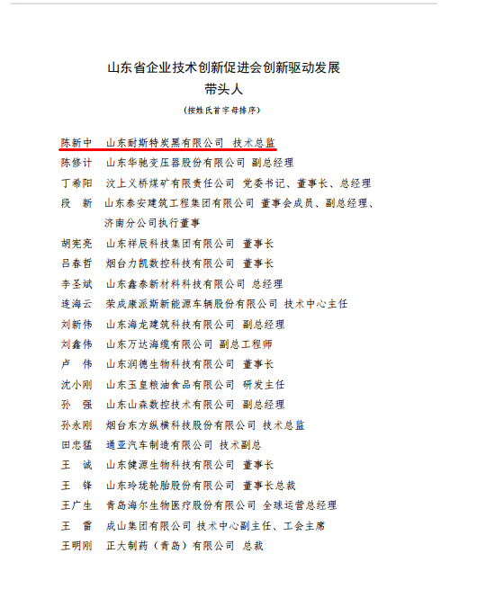 耐斯特炭黑公司榮獲省企業技術創新多項獎項 耐斯特炭黑公司榮獲省企業技術創新多項獎項