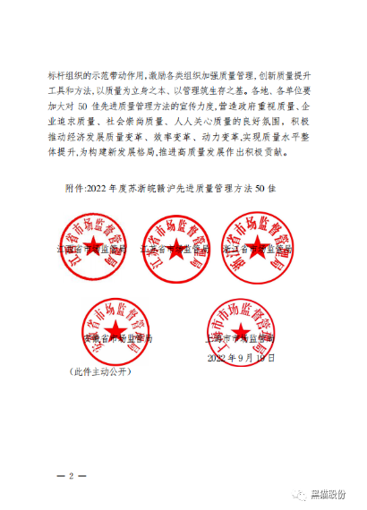 根據(jù)贛市質(zhì)監(jiān)函[2022]7號(hào)文件通知，黑貓股份質(zhì)量管理成果典型案例之《BIQS精專化鏈塊管理模式》榮獲2022年度蘇浙皖贛滬先進(jìn)質(zhì)量管理方法50佳，省局將編印成冊(cè)在各有關(guān)企業(yè)進(jìn)行宣傳推廣。