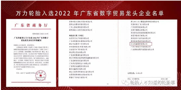 萬力輪胎入選廣東省數(shù)字貿(mào)易龍頭企業(yè) 萬力輪胎入選廣東省數(shù)字貿(mào)易龍頭企業(yè)