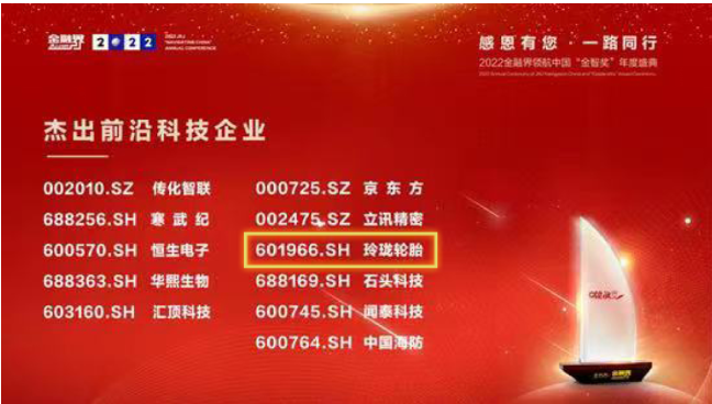 研發成果領先行業，玲瓏輪胎獲上市公司“杰出前沿科技企業”獎項