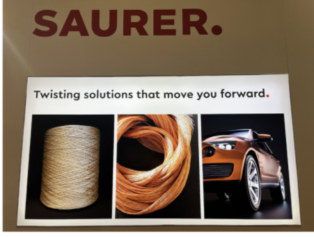 Saurer Twisting公司展示了CableCo<i></i>nder CC5，用于制造高質(zhì)量簾線的現(xiàn)代化設備。CC5具有優(yōu)化的螺紋球囊直徑和減小的心軸規(guī)格，所需空間較小，但可提高生產(chǎn)率。在線監(jiān)測質(zhì)量參數(shù)可確保滿足高質(zhì)量輪胎簾線的要求，通過使用現(xiàn)代自動引導車技術(shù)提高包裹運輸?shù)男省Ｔ摴具€提供了CableCo<i></i>nder CC5-TFO和CC5-3PLY的詳細信息，用于生產(chǎn)紗線和三層輪胎簾線。