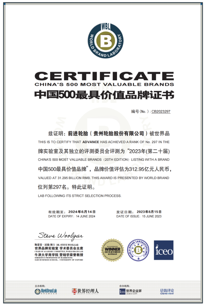 貴州輪胎以“創造價值，回饋社會”為使命，將繼續致力于培育品牌和產品的宣傳與服務體系，提升公司及產品的市場形象和核心競爭力，為用戶創造更大的價值。憑借多年的努力，貴州輪胎已經開發出一系列國內獨有的技術和產品，如高端載重無內胎輪胎、綠色節油安全型寬基無內胎輪胎、高性能農業子午線輪胎、沙地浮力胎、輕軌列車輪胎、剛性自卸車輪胎等，這些產品在國內外市場上獲得了廣泛認可。